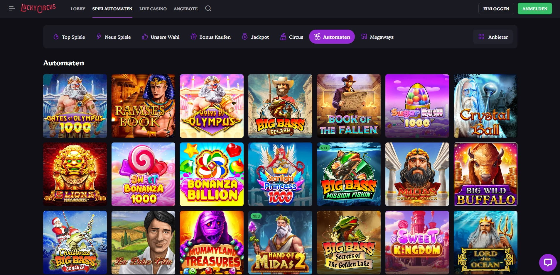 A desktop preview of Lucky Circus' theme and design